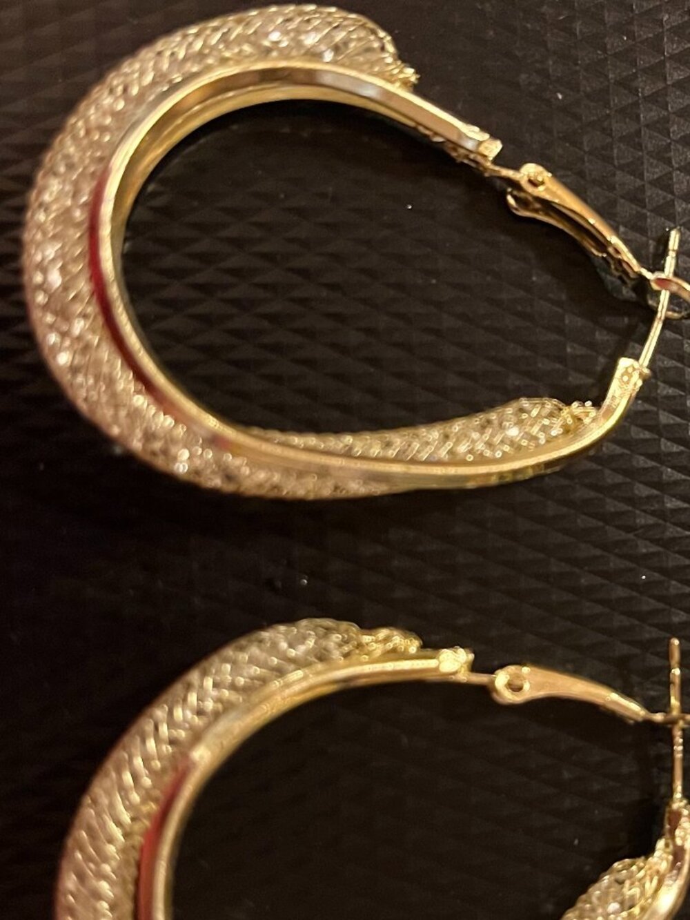 Gold Glitter Mesh Hoop Earrings
